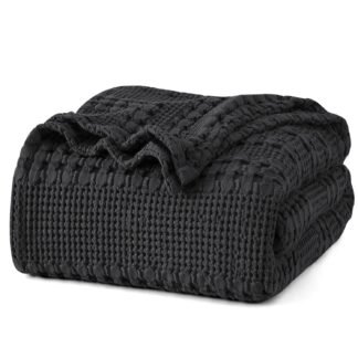 PHF 100% Cotton Waffle Weave Blanket Queen Size for Bed, Soft Lightweight & Breathable for Spring and Summer, All-Season Comfort, Luxury Aesthetic Blanket for Home Decor,...