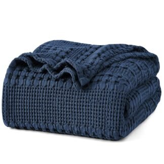 PHF 100% Cotton Waffle Weave Blanket Queen Size for Bed, Soft Lightweight & Breathable for Spring and Summer, All-Season Comfort, Luxury Aesthetic Blanket for Home Decor,...