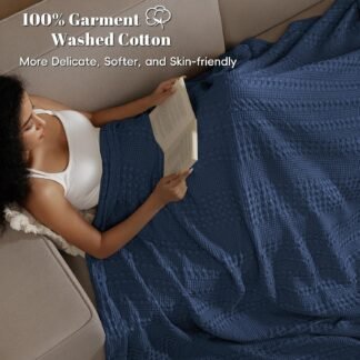 PHF 100% Cotton Waffle Weave Blanket Queen Size for Bed, Soft Lightweight & Breathable for Spring and Summer, All-Season Comfort, Luxury Aesthetic Blanket for Home Decor,...