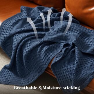 PHF 100% Cotton Waffle Weave Blanket Queen Size for Bed, Soft Lightweight & Breathable for Spring and Summer, All-Season Comfort, Luxury Aesthetic Blanket for Home Decor,...