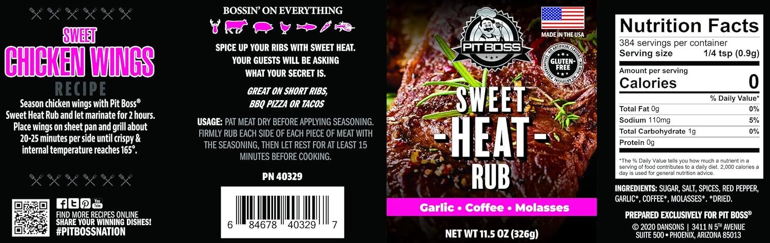 Pit Boss 40329 Sweet Heat Rub Grill Spices 115 Ounce Pack of 1 Multicolored - lunas-mystic-emporium.com Pit Boss 40329 Sweet Heat Rub Grill Spices, 11.5 Ounce (Pack of 1), Multicolored