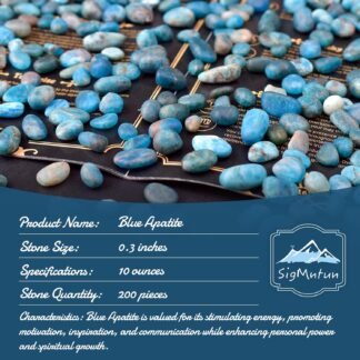 Polished Blue Apatite Crystal Chips 200 Pcs - 0.3" 10 oz Tumbled Stone Chips Crushed Sea Glass Stones Healing Reiki Crystal Making Home Decoration