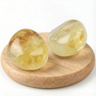 Polished Citrine Crystal Stones - 2 Pcs of 1.2" Worry Stone for Anxiety, Pocket Palm Stone Super Large Handpicked Natural Tumbled Gemstones for Meditation, Reiki, Chakra...