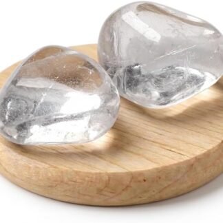 Polished Clear Quartz Crystal Stones - 2 Pcs of 1.2" Worry Stone for Anxiety, Pocket Palm Stone Super Large Handpicked Natural Tumbled Gemstones for Meditation, Reiki, Chakra...