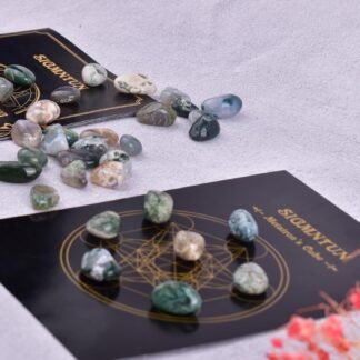 Polished Moss Agate Crystals - 72 Pcs, 0.5" 10 oz Handpicked Natural Tumbled Gemstones Rocks, Pebbles for Reiki, Chakra, Healing Home Decor