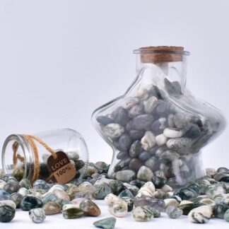 Polished Moss Agate Crystals - 72 Pcs, 0.5" 10 oz Handpicked Natural Tumbled Gemstones Rocks, Pebbles for Reiki, Chakra, Healing Home Decor