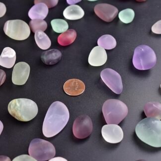 Polished Stone Set Fluorite Crystals, 0.8" Handpicked Tumbled Gemstones Rocks, Pebbles for Reiki, Chakra, Healing, Home Decor