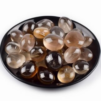 Polished Stone Set Smoky Quartz Crystals, Handpicked Tumbled Gemstones Rocks, Pebbles for Reiki, Chakra, Healing, Home Decor 0.6" Inches 7 Ounces