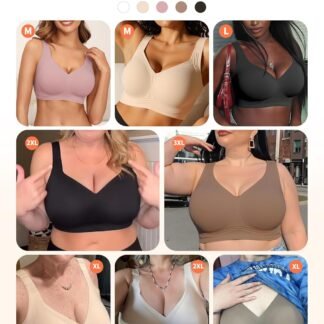 PoseFree Womens Seamless Wireless Supportive Bra Push Up Comfort Soft No Underwire Full Coverage T-Shirt Bra