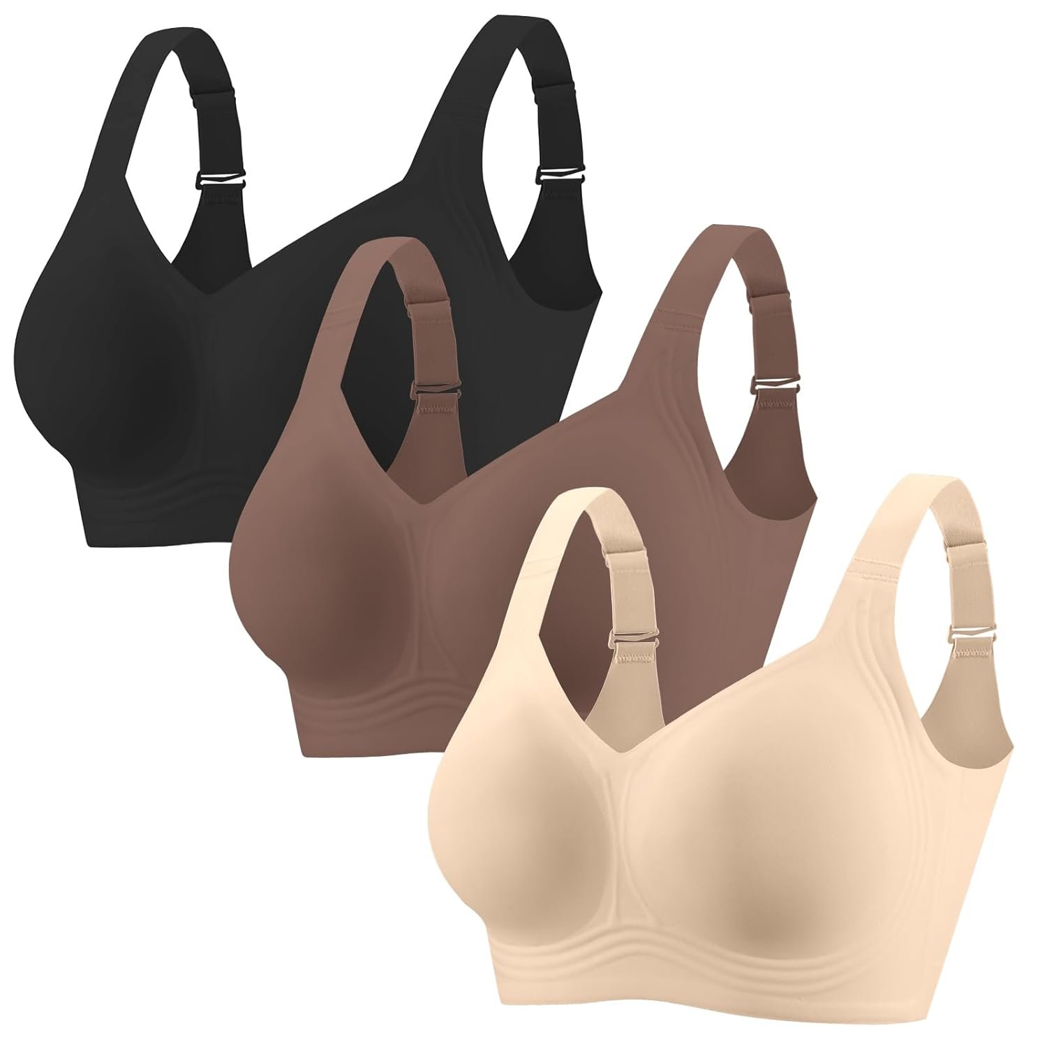 PoseFree Womens Seamless Wireless Supportive Bra Push Up Comfort Soft No Underwire Full Coverage T-Shirt Bra - lunas-mystic-emporium.com PoseFree Womens Seamless Wireless Supportive Bra Push Up Comfort Soft No Underwire Full Coverage T-Shirt Bra