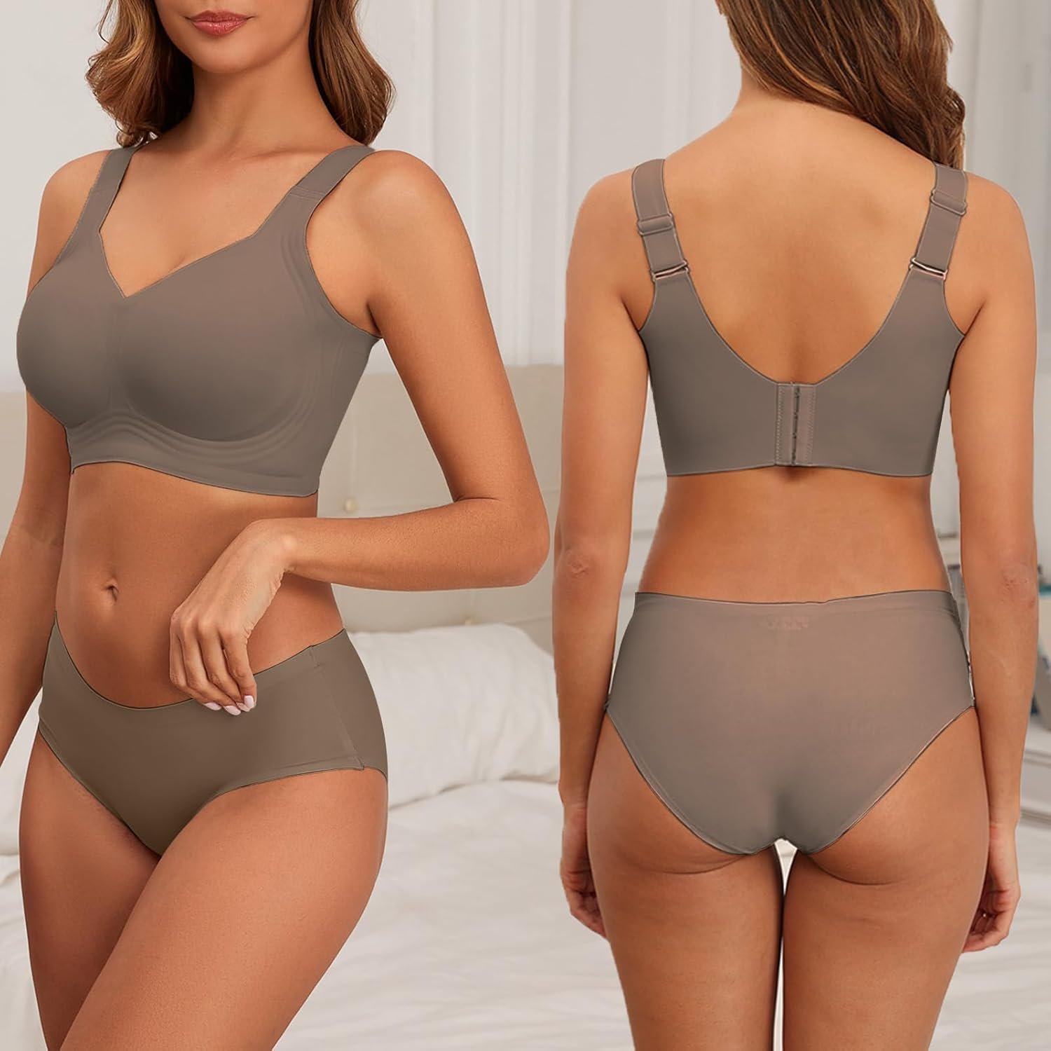 PoseFree Womens Seamless Wireless Supportive Bra Push Up Comfort Soft No Underwire Full Coverage T-Shirt Bra - lunas-mystic-emporium.com PoseFree Womens Seamless Wireless Supportive Bra Push Up Comfort Soft No Underwire Full Coverage T-Shirt Bra