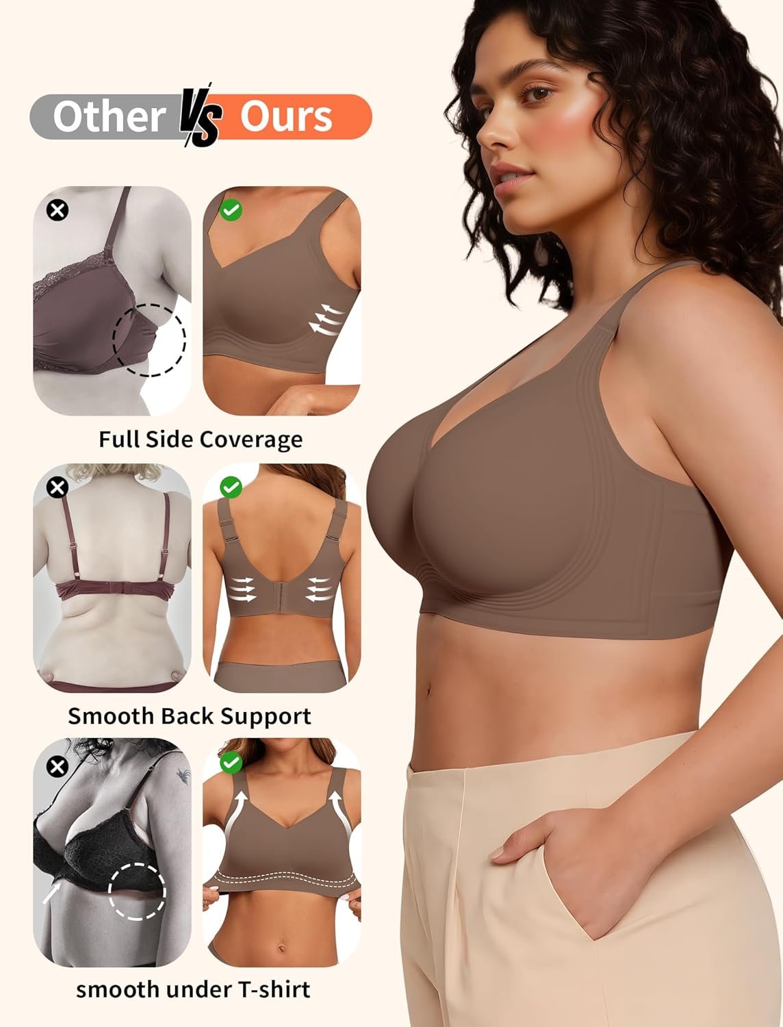 PoseFree Womens Seamless Wireless Supportive Bra Push Up Comfort Soft No Underwire Full Coverage T-Shirt Bra - lunas-mystic-emporium.com PoseFree Womens Seamless Wireless Supportive Bra Push Up Comfort Soft No Underwire Full Coverage T-Shirt Bra