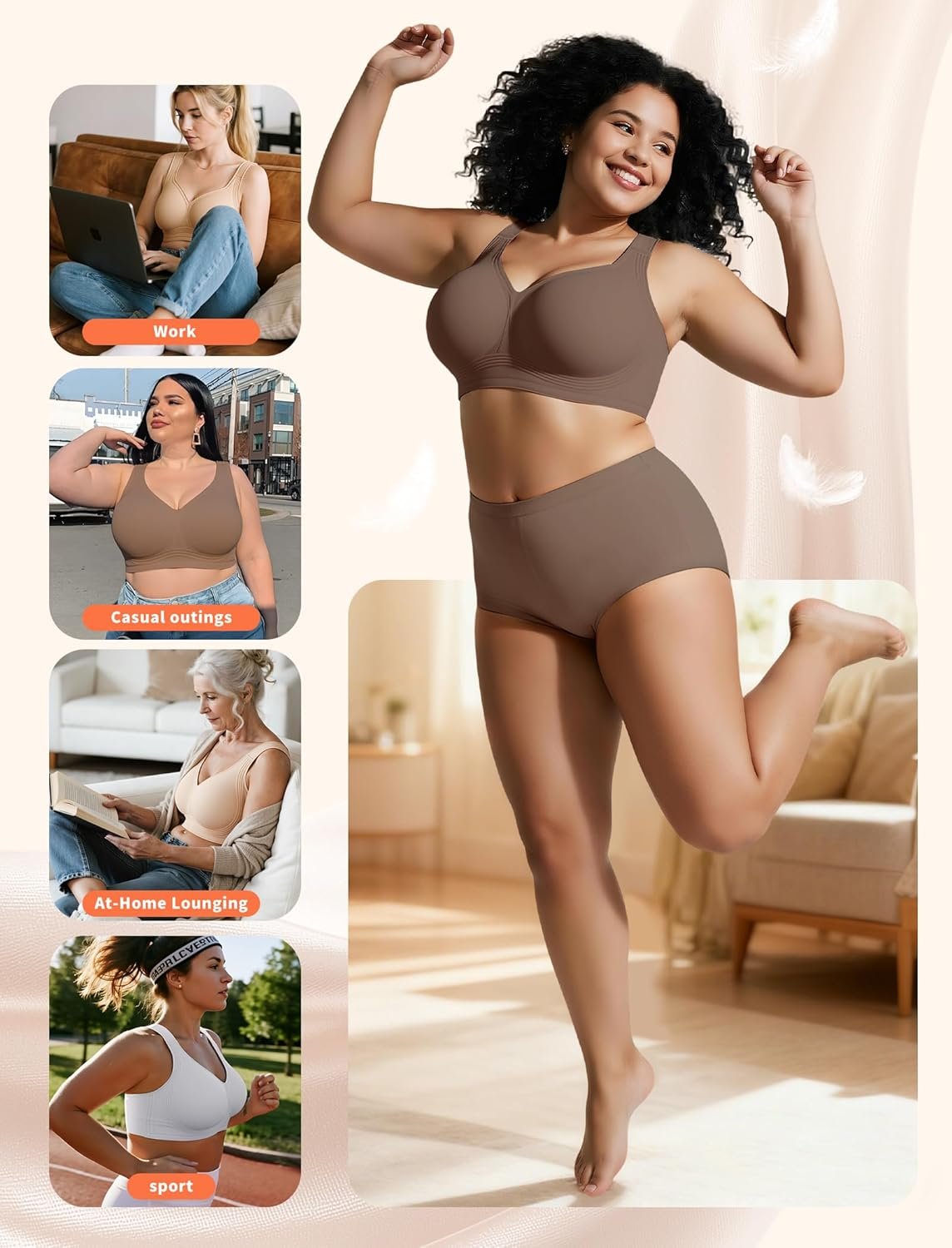 PoseFree Womens Seamless Wireless Supportive Bra Push Up Comfort Soft No Underwire Full Coverage T-Shirt Bra - lunas-mystic-emporium.com PoseFree Womens Seamless Wireless Supportive Bra Push Up Comfort Soft No Underwire Full Coverage T-Shirt Bra