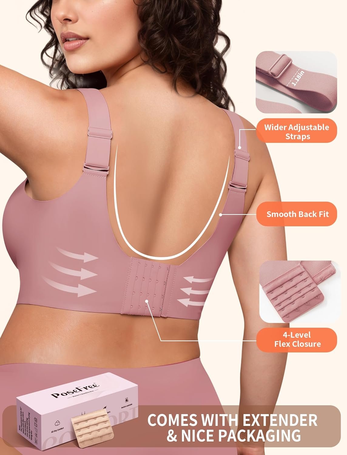 PoseFree Womens Seamless Wireless Supportive Bra Push Up Comfort Soft No Underwire Full Coverage T-Shirt Bra - lunas-mystic-emporium.com PoseFree Womens Seamless Wireless Supportive Bra Push Up Comfort Soft No Underwire Full Coverage T-Shirt Bra