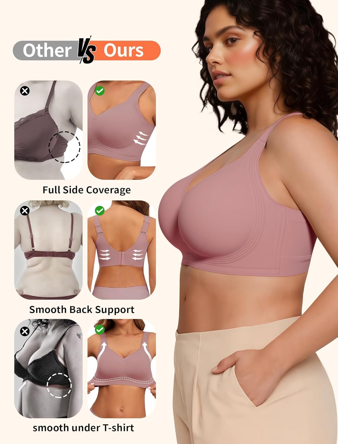 PoseFree Womens Seamless Wireless Supportive Bra Push Up Comfort Soft No Underwire Full Coverage T-Shirt Bra - lunas-mystic-emporium.com PoseFree Womens Seamless Wireless Supportive Bra Push Up Comfort Soft No Underwire Full Coverage T-Shirt Bra