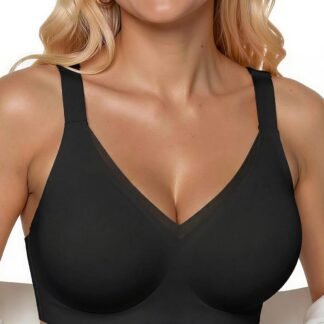 PoseFree Womens Wireless Bras Supportive Tshirt Bra No Underwire Seamless Push Up V Mesh Comfortable Bralette Everyday Bras