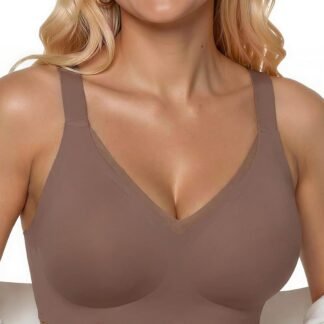 PoseFree Womens Wireless Bras Supportive Tshirt Bra No Underwire Seamless Push Up V Mesh Comfortable Bralette Everyday Bras