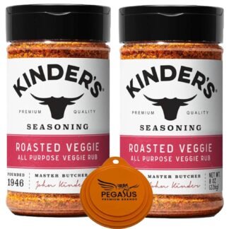PPB Variety Pack - Kinder's Roasted Veggie Seasoning 8oz (2Pack) and Pegasus Premium Brands 3-Step Lid Cover