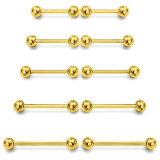 Prjndjw 14G Surgical Steel Straight Barbell - Tongue & Nipple Rings for Women & Men - Length 12MM, 14MM, 16MM, 18MM, 22mm - Piercing Jewelry