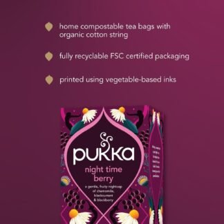 Pukka Night Time Berry Organic Herbal Tea, Soothing Infusion With Chamomile, Lavender & Elderberry, Tea Gift Set For Bedtime Relaxation, Caffeine Free, 80 Total Bags (20ct -...