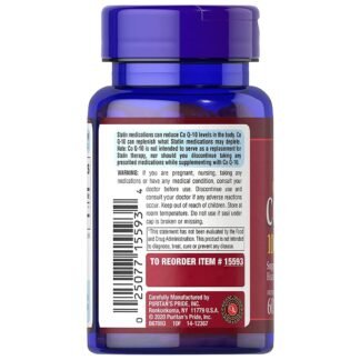 Puritan's Pride Coenzyme CoQ10 100mg, Dietary Supplement for Heart Health, Blood Pressure, Oral Gum Health, and Healthy Aging Support, 60 Servings, Rapid Release Softgels