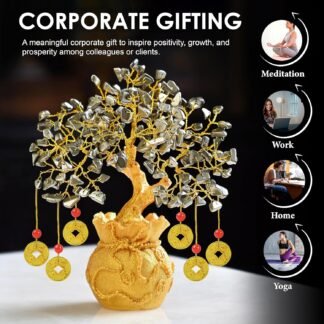 Pyrite Crystal Tree with Artificial Coin Pot Base Bonsai for Home & Office Decor Good Luck 6 Feng Shui Coins Money Wealth Tree Golden Crystal Spiritual Gifts for Women Mom...