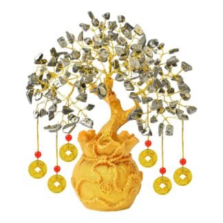 Pyrite Crystal Tree with Artificial Coin Pot Base Bonsai for Home & Office Decor Good Luck 6 Feng Shui Coins Money Wealth Tree Golden Crystal Spiritual Gifts for Women Mom...