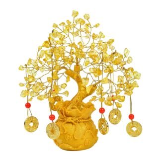 Pyrite Crystal Tree with Artificial Coin Pot Base Bonsai for Home & Office Decor Good Luck 6 Feng Shui Coins Money Wealth Tree Golden Crystal Spiritual Gifts for Women Mom...