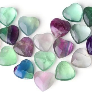 QINJIEJIE 20PCS Fluorite Thick Heart Crystals Stones Natural Love Shaped Gemstones Pocket Quartz Crystal Bulk Polished Stones Set Worry Stone Reiki Energy Balancing Meditation...
