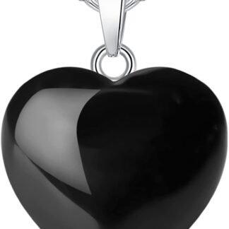 QINJIEJIE Black Obsidian Crystal Necklace Heart Love Real Crystal Reiki Energy for Women Mothers Day Gift Christmas Stocking Stuffers for Men