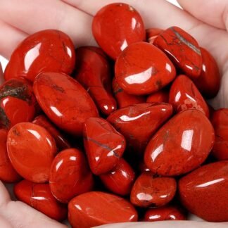 QINJIEJIE Crystals Red Jasper Brazilian Polished Stone 0.6-1" Natural Irregular Stone Tumbled Reiki Healing Crystal for Succulents Plants Vase Filler Decoration Bulk 0.45 LB...