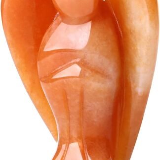 QINJIEJIE Red Aventurine Crystal Angel Decor Guardian Statue Hand Carved Stone Peace Angel Healing Natural Gemstones Figurines Room Home Office Decorations Gifts for Women