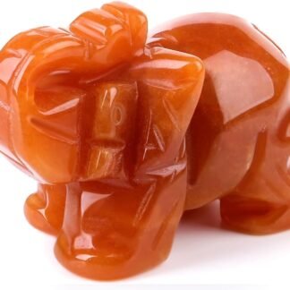 QINJIEJIE Red Aventurine Crystals Elephant Decor Cute Desk Stones Polished Figurine Natural Gemstones Luck Decoration Home Room Office Pocket Hippie Statue Meditation Spiritual...
