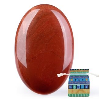 QINJIEJIE Red Jasper 2.4" Palm Stone Large Healing Crystals Natural Gemstones Reiki 1PCS Worry Stone Energy Balancing Anxiety Stress Relief Meditation Protection Polished Stones...