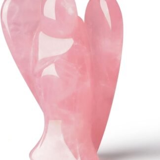 QINJIEJIE Rose Quartz Angel Crystals Healing Stones Guardian Angel Crystal Statue Pocket Peace Decor Polished Pink Cute Carved Figurine Gemstone Spiritual Gift for Women Men...