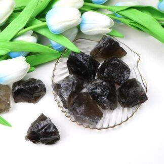 QINJIEJIE Smoky Quartz Raw Crystals Stones Natural Rough Gemstones Rocks Bulk Large 0.8-1.2" Healing Gems Reiki Fountain Rock for Tumbling Cabbing Polishing Wire Wrapping Wicca...