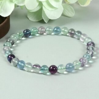 Rainbow Fluorite Crystal Healing Gemstone Beads Handmade Mini Stretchy Bracelets 6mm