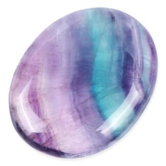 Rainbow Fluorite Crystal Palm Stone, LEADGEM 1.8" Oval Thumb Worry Stone for Anxiety Stress Relief Therapy, Polished Chakra Pocket Energy Stone for Meditation