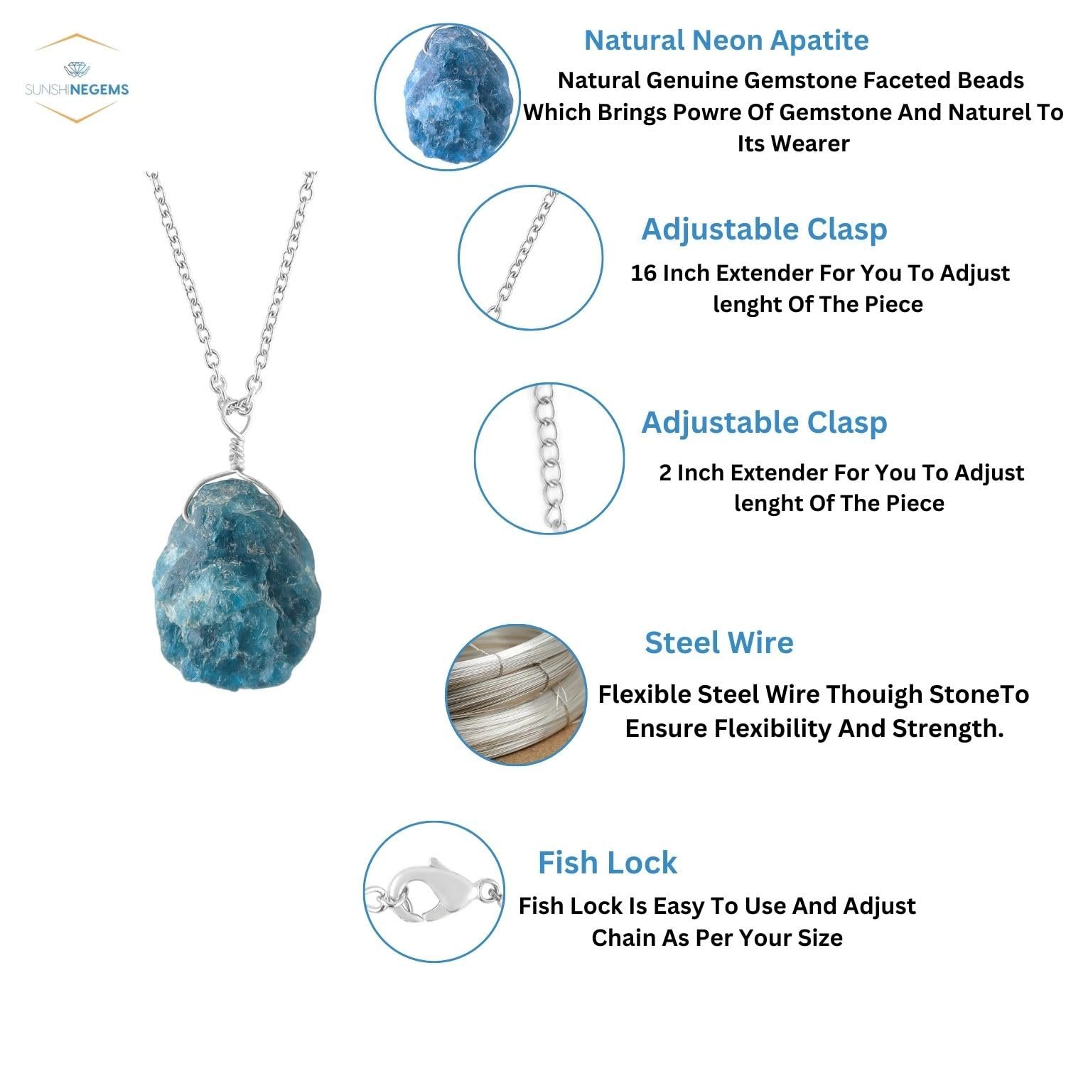 Raw Gemstone Necklace Silver - lunas-mystic-emporium.com Raw Gemstone Necklace Silver