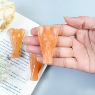 "Red Aventurine Gemstone Guardian Angel Healing Crystal, Hand Carved Pocket Angel Figurine Handmade Mini Statue for Love, Peace & Healing, Crystals for Positive Energy, Natural...