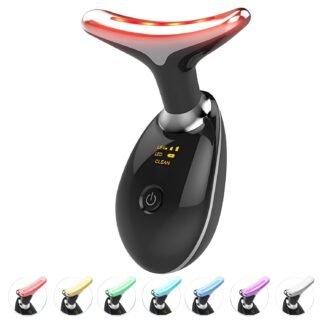 Red Light Therapy for Face and Neck, 7 Color Light Based Face Massager Tool, Portable Skin Care Tool for Firming, Tightening and Lifting (Glossy Black)
