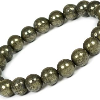 Reiki Crystal Products Natural Pyrite Bracelet 8mm for Reiki Healing and Vastu Correction Protection Concentration Spirituality and Increasing Creativity