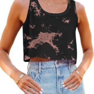 Remidoo Women's Casual Sleeveless Color Block Cropped Top Crewneck Tank Top Shirts