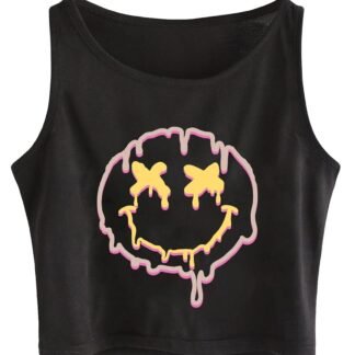 Remidoo Women's Casual Sleeveless Color Block Cropped Top Crewneck Tank Top Shirts