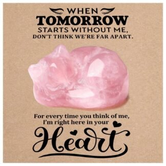 Rose Quartz Crystal Cat Figurine - Pink Healing Stone Memorial Keepsake, Comfort Gift for Cat Lovers, Sympathy & Remembrance Decor for Home, Desk or Shelf (Cat)