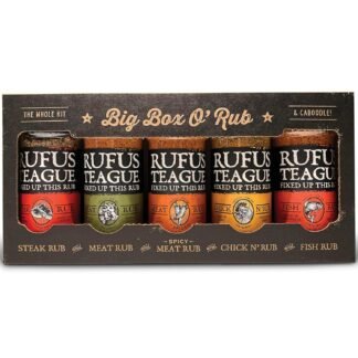 Rufus Teague BBQ Seasoning Gift Set, Big Box O' Rub BBQ Dry Rub for Smoking and Grilling Meat, 5 Flavor Spice Set, Gifts for Men Who Like Grilling