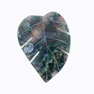 Runyangshi 1PCS Natural Moss Agate Crystal Leaves Sculpture Hand-Carved Large Aquatic Agate Leaf Healing Stone Figurines Healing Reiki Crystal Gemstone Collection Home Decor...