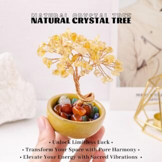 Runyangshi Citrine Tree of Life - Natural Crystal Gemstone Tree for Feng Shui, Money, Luck, Home Decor, with Spiritual Gifts for Women Men