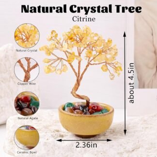 Runyangshi Citrine Tree of Life - Natural Crystal Gemstone Tree for Feng Shui, Money, Luck, Home Decor, with Spiritual Gifts for Women Men