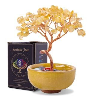 Runyangshi Citrine Tree of Life - Natural Crystal Gemstone Tree for Feng Shui, Money, Luck, Home Decor, with Spiritual Gifts for Women Men